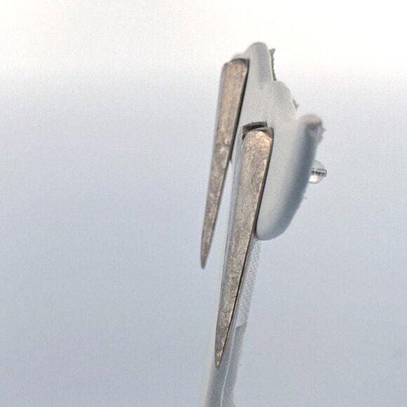 Estate Sterling Silver 925 Elongated Heart Stud Earrings 1.6" EZ Push Backs - Picture 4 of 9